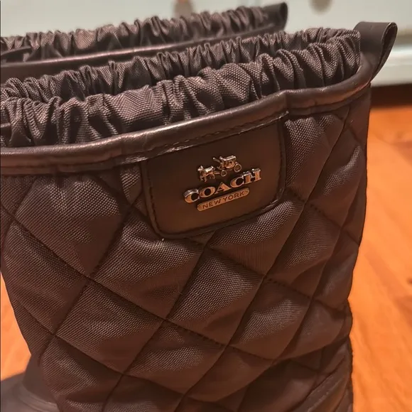 Coach Women's Black Quilted Boots Sz 8.5 Samara Anline All Winter Weatherboot