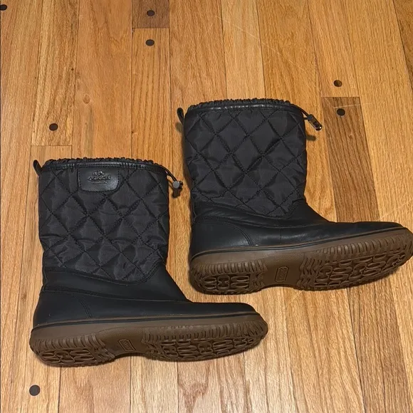 Coach Women's Black Quilted Boots Sz 8.5 Samara Anline All Winter Weatherboot