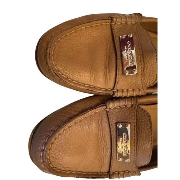 Coach Women's Fredrica Loafers Brown Leather Size 7.5B Slip On Flats