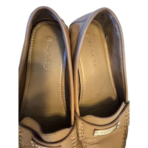 Coach Women's Fredrica Loafers Brown Leather Size 7.5B Slip On Flats
