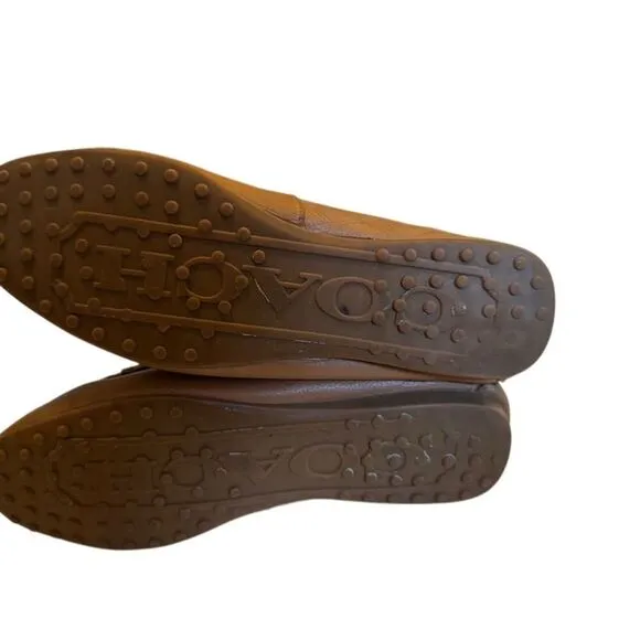 Coach Women's Fredrica Loafers Brown Leather Size 7.5B Slip On Flats