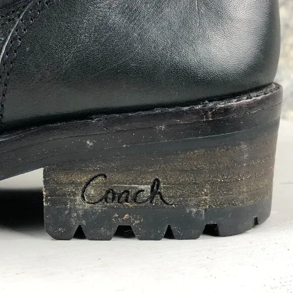 Coach Women's Size 8.5B Beverly Black Closed Toe Lace-Up Quilted Combat Boots