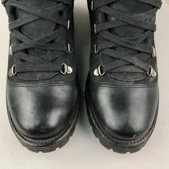 Coach Women's Size 8.5B Beverly Black Closed Toe Lace-Up Quilted Combat Boots