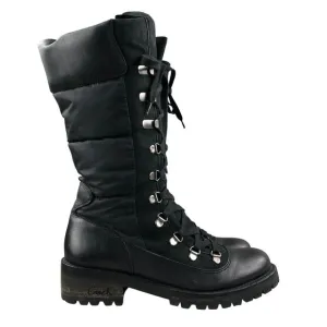 Coach Women's Size 8.5B Beverly Black Closed Toe Lace-Up Quilted Combat Boots