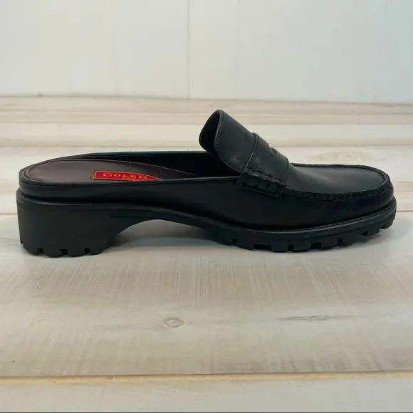 Cole Haan Country Black Penny Leather Loafer Mules Sz 8AA