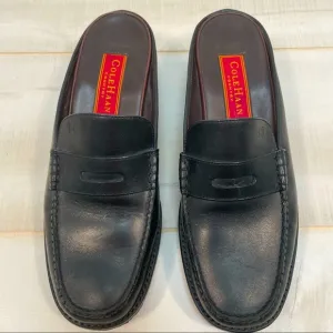 Cole Haan Country Black Penny Leather Loafer Mules Sz 8AA