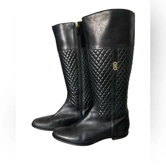Cole Haan Grand OS Rigby Quilted Black Leather Riding Boots