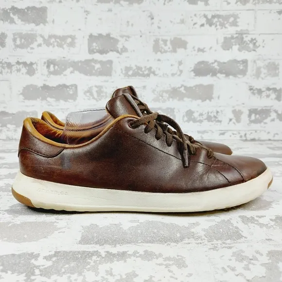 Cole Haan Grandpro Tennis Brown Leather Lace Up Low Top Fashion Sneakers M382
