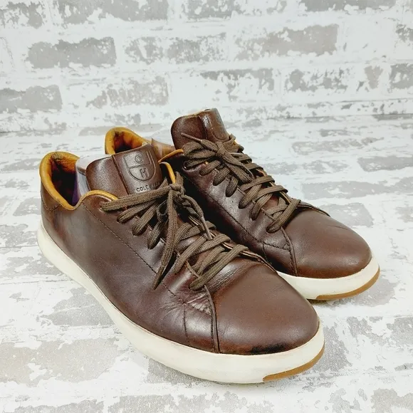 Cole Haan Grandpro Tennis Brown Leather Lace Up Low Top Fashion Sneakers M382