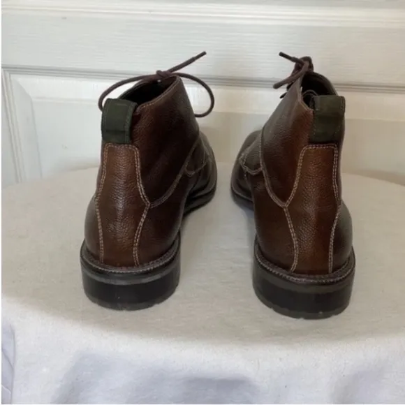 Cole Haan Leather Boots Chukka Ankle RARE Brown Pebble Grain Tie Up 11 Vintage