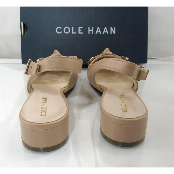 Cole Haan Menlo Skimmer Slingback Flat Sandals Brush Leather Nude Size 7.5