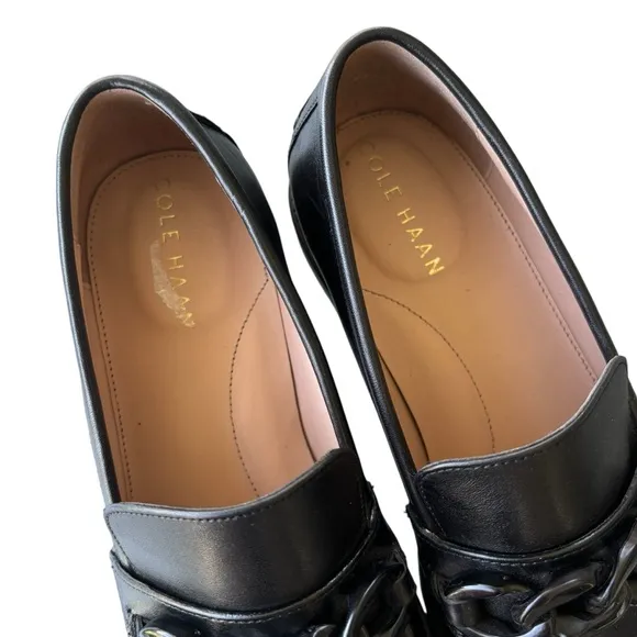 COLE HAAN Stassi Chain Trim Leather Bit Loafers 7.5