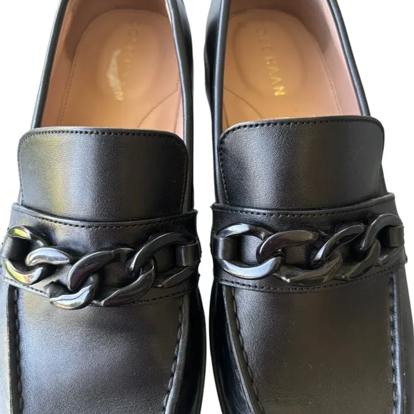 COLE HAAN Stassi Chain Trim Leather Bit Loafers 7.5