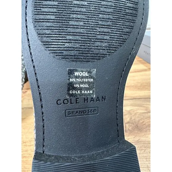 Cole Haan Stassi Chain Tweed Loafers Black &amp; White Tweed Size 10 NWOB Preppy