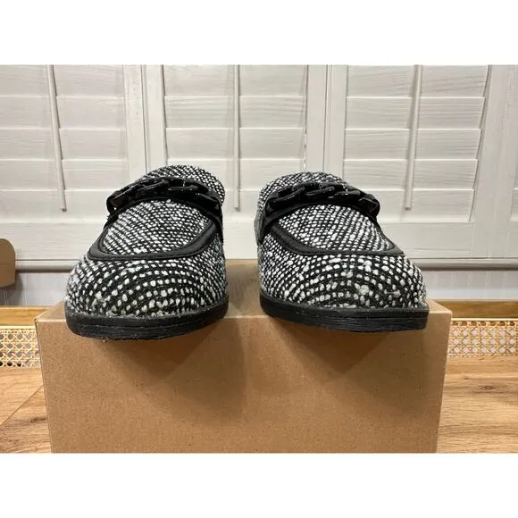 Cole Haan Stassi Chain Tweed Loafers Black &amp; White Tweed Size 10 NWOB Preppy