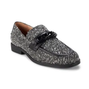 Cole Haan Stassi Chain Tweed Loafers Black &amp; White Tweed Size 10 NWOB Preppy