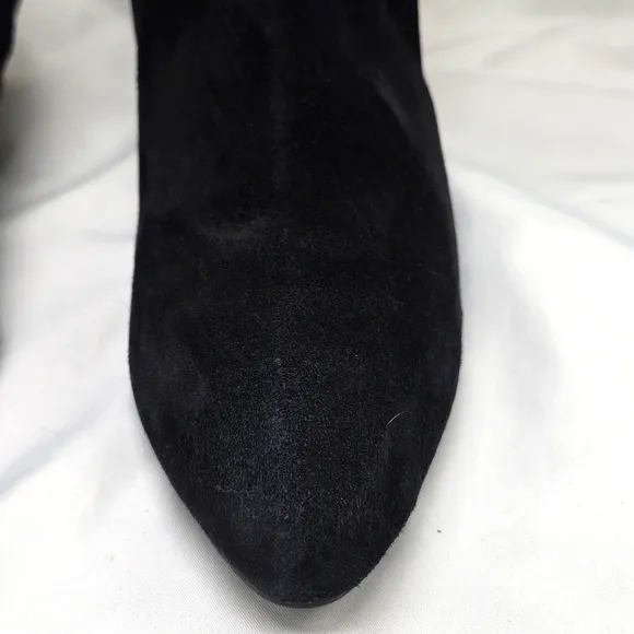Cole Haan Tali Luxe Wedge Boot 40 Black Suede Knee-High Zippered Boots Size 8.5