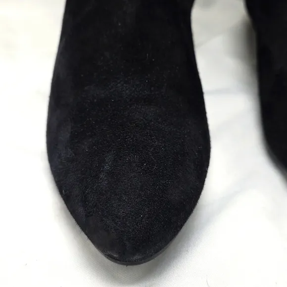 Cole Haan Tali Luxe Wedge Boot 40 Black Suede Knee-High Zippered Boots Size 8.5