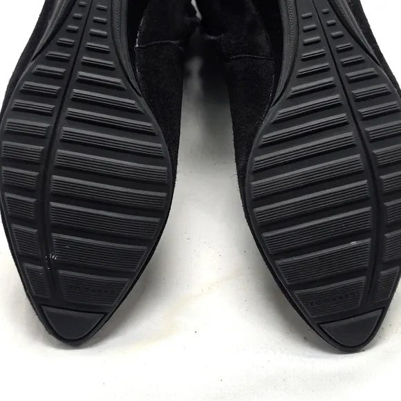 Cole Haan Tali Luxe Wedge Boot 40 Black Suede Knee-High Zippered Boots Size 8.5