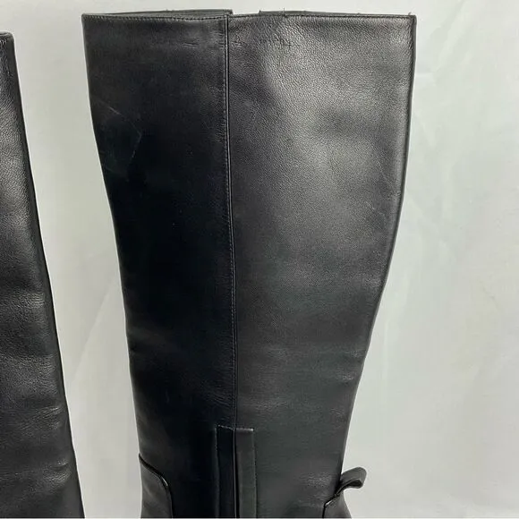 Cole Haan Tall Black Boots Chrystie Sz 11 Riding Boots Heeled Dressy Leather New
