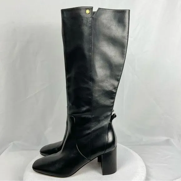 Cole Haan Tall Black Boots Chrystie Sz 11 Riding Boots Heeled Dressy Leather New