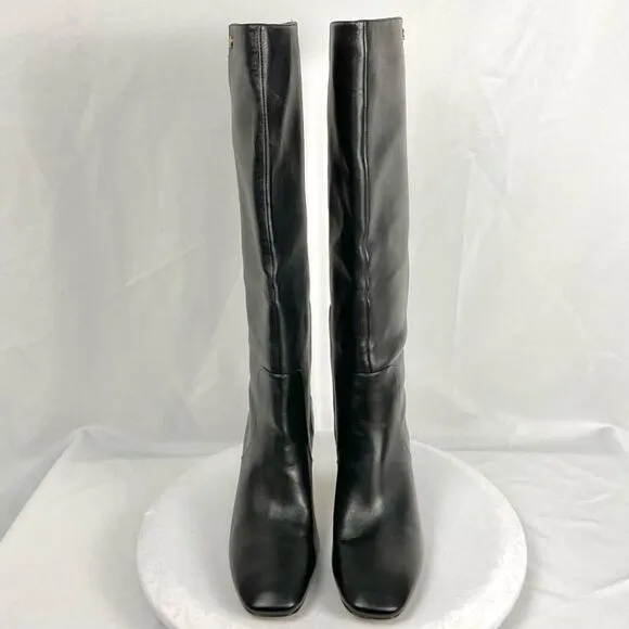 Cole Haan Tall Black Boots Chrystie Sz 11 Riding Boots Heeled Dressy Leather New