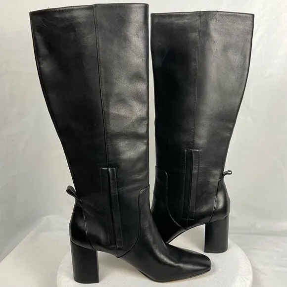 Cole Haan Tall Black Boots Chrystie Sz 11 Riding Boots Heeled Dressy Leather New