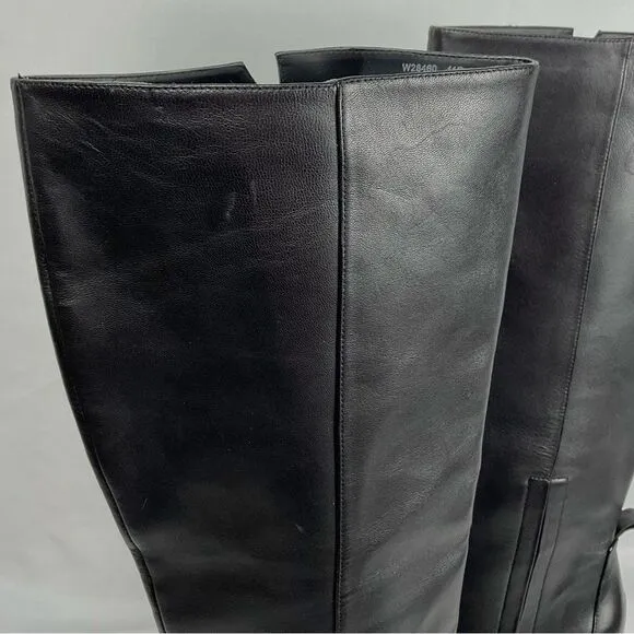 Cole Haan Tall Black Boots Chrystie Sz 11 Riding Boots Heeled Dressy Leather New