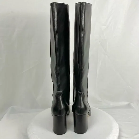 Cole Haan Tall Black Boots Chrystie Sz 11 Riding Boots Heeled Dressy Leather New