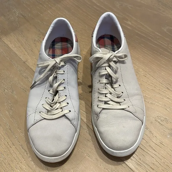Cole Haan Tennis Fashion Sneaker Leather Plaid Lace Up Mens 8.5 Grandpro Gray