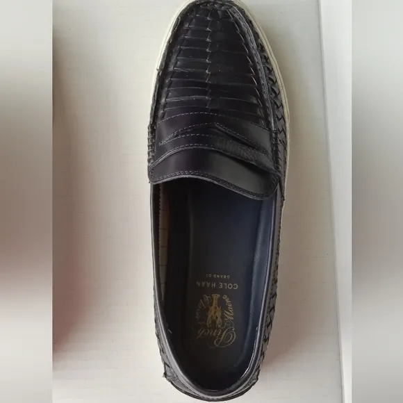 🩷💚⚜️Cole Haan⚜️🩷💚Mens Pinch Weave Loafer Navy Blue Braided Weekend Shoe 10.5