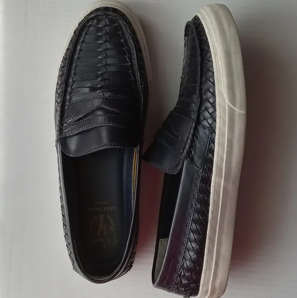 🩷💚⚜️Cole Haan⚜️🩷💚Mens Pinch Weave Loafer Navy Blue Braided Weekend Shoe 10.5