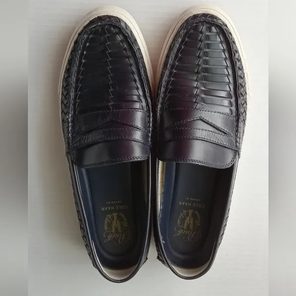 🩷💚⚜️Cole Haan⚜️🩷💚Mens Pinch Weave Loafer Navy Blue Braided Weekend Shoe 10.5