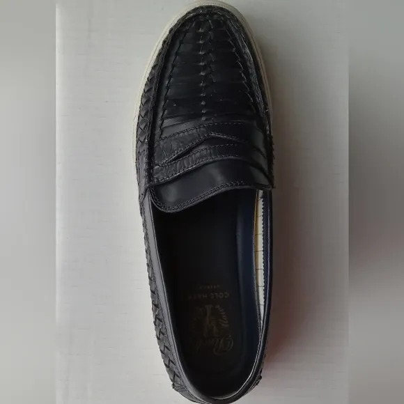 🩷💚⚜️Cole Haan⚜️🩷💚Mens Pinch Weave Loafer Navy Blue Braided Weekend Shoe 10.5