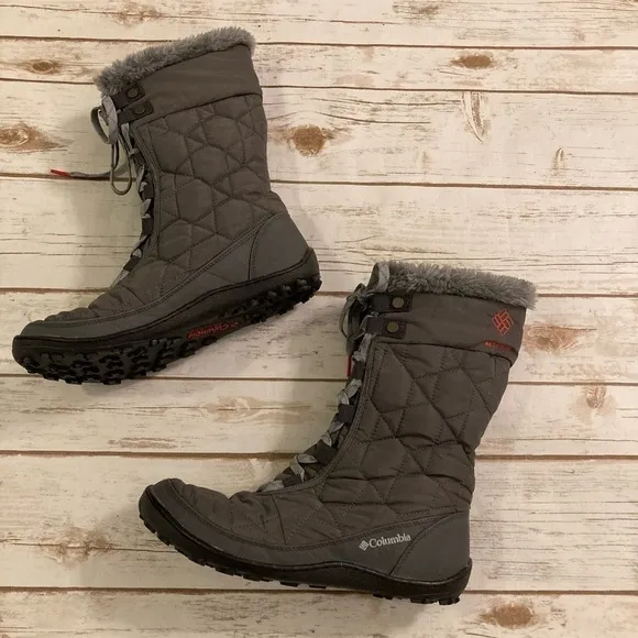 Columbia Women’s Minx Mid ll Omni-Heat Waterproof Gray Quilted Snow Boots 9