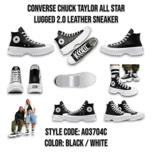 Converse Chuck Taylor All Star Lugged 2.0 Leather Sneakers US Mens 9.5 Wn 11.5