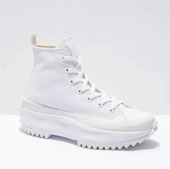 Converse Run Star Hike Chunky Platform Sneakers In Triple White Womens Size 8