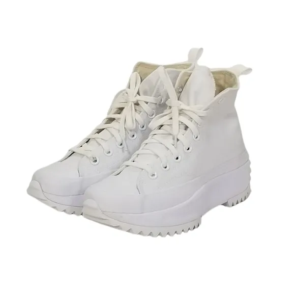 Converse Run Star Hike Chunky Platform Sneakers In Triple White Womens Size 8