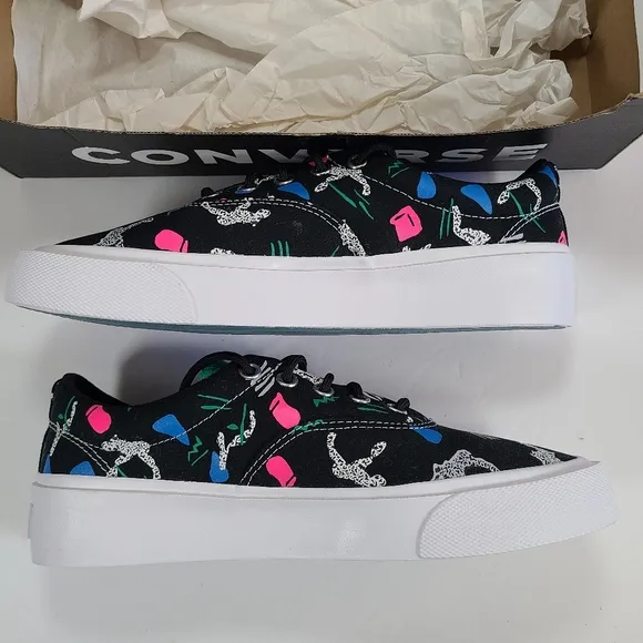 Converse Skid Grip 80's Print Black Multi Sneakers Men's Size 10