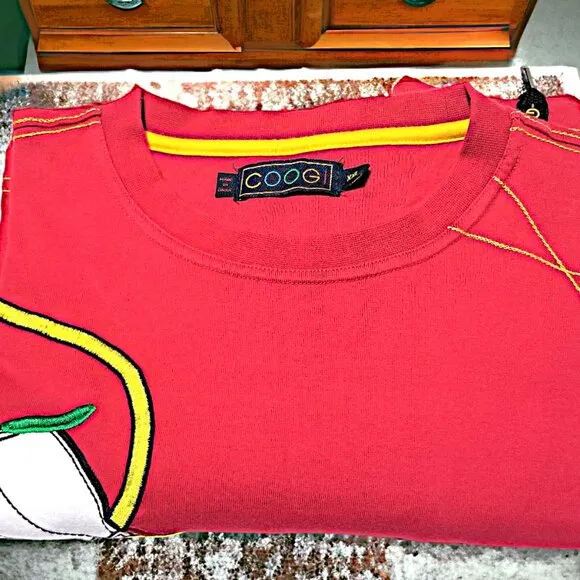 COOGI Men’s Red Designer T-Shirt, XXL, Rare Y2K Collectible Streeware