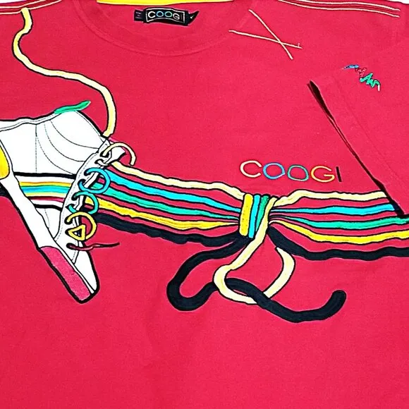 COOGI Men’s Red Designer T-Shirt, XXL, Rare Y2K Collectible Streeware