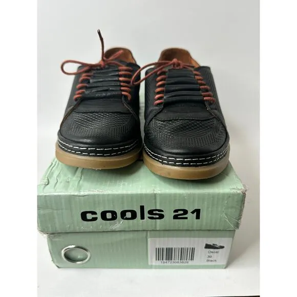 Cools 21 Women's Oscar Hidden Lace Perforated Leather Sneakers  Black  US 8.5