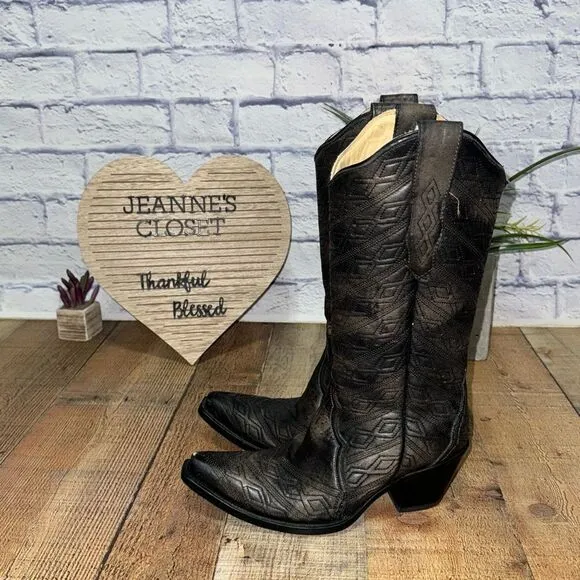 Corral rare diamond Aztec quilted tall boots snip toe