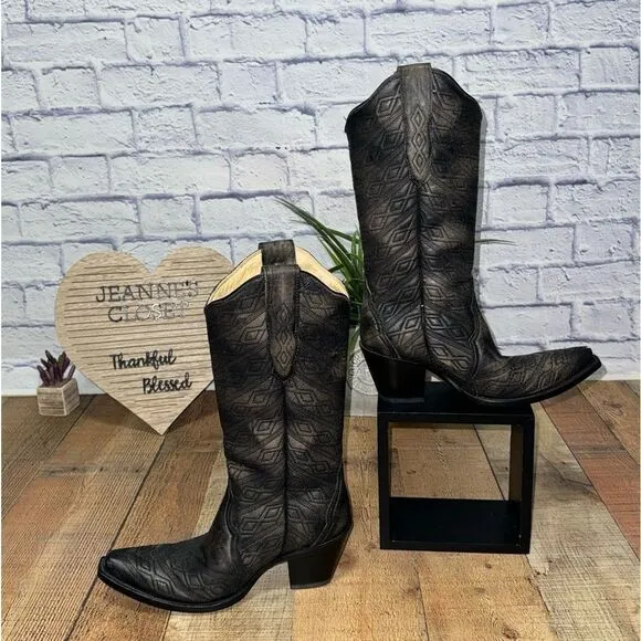 Corral rare diamond Aztec quilted tall boots snip toe