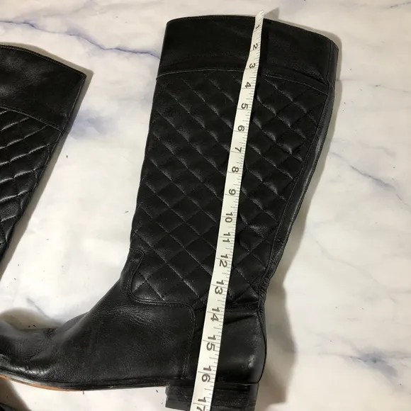Corso Como Black Leather Quilted Riding Boots