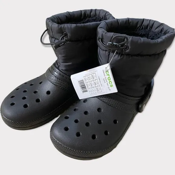 Crocs Classic Lined Neo Puff Boots Black Size 6