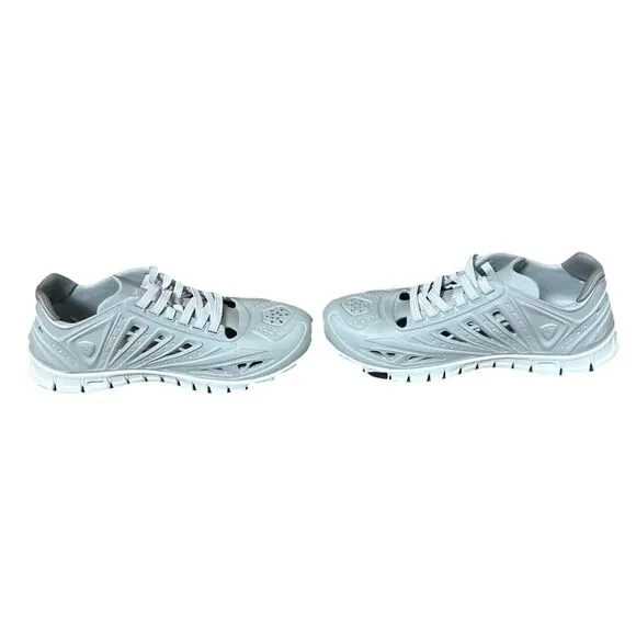 Crosskix Mens‎ Gray White Lace Up Round Toe Low Top Solid Size 7 Athletic Shoes