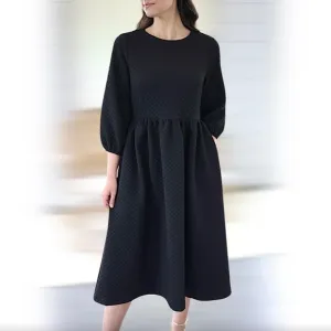 DAINTY JEWELLS Classic Carriage Quilted Midi Dress Black Modest Stretch