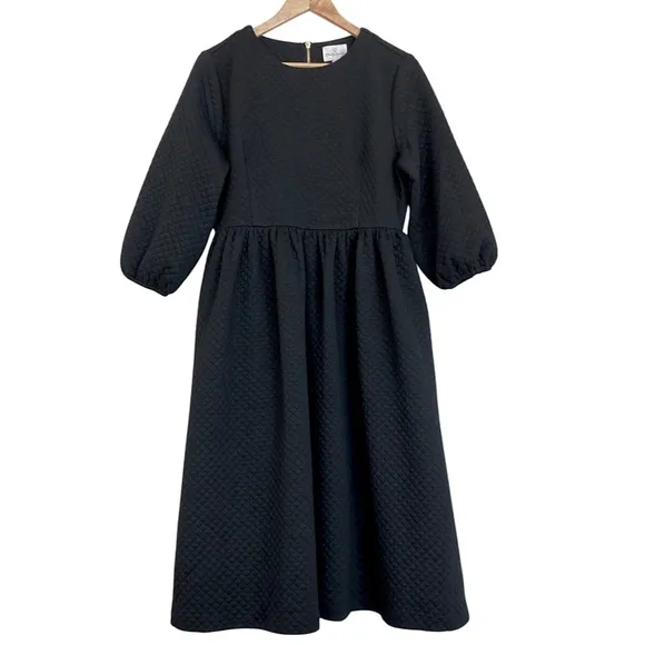 DAINTY JEWELLS Classic Carriage Quilted Midi Dress Black Modest Stretch