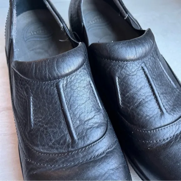 DANSKO Black Loafers Easy on Leather Comfort Shoes non slip clogs sz 42